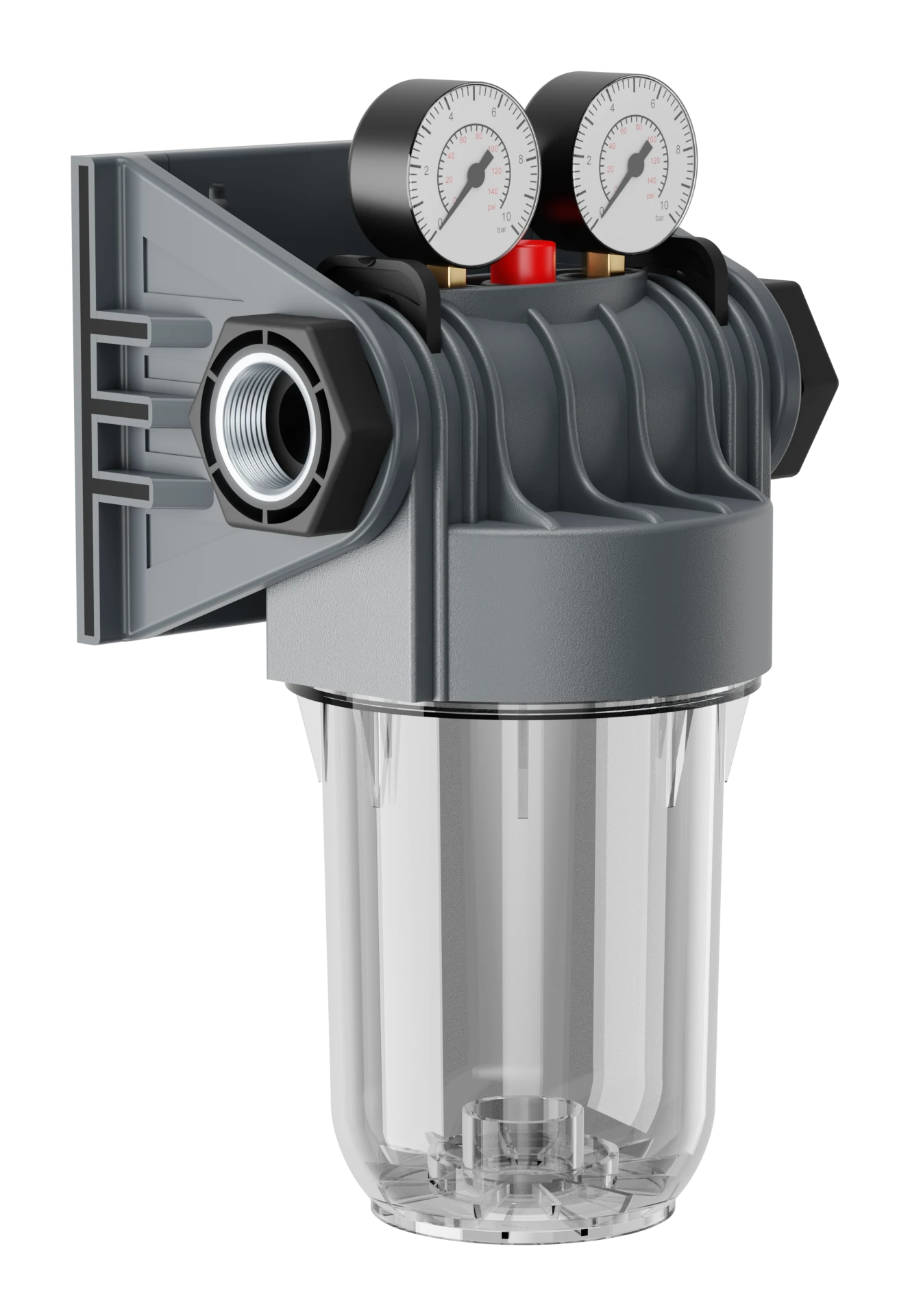 EUROFIL 5" Single Filter Housing with Pressure Gauges