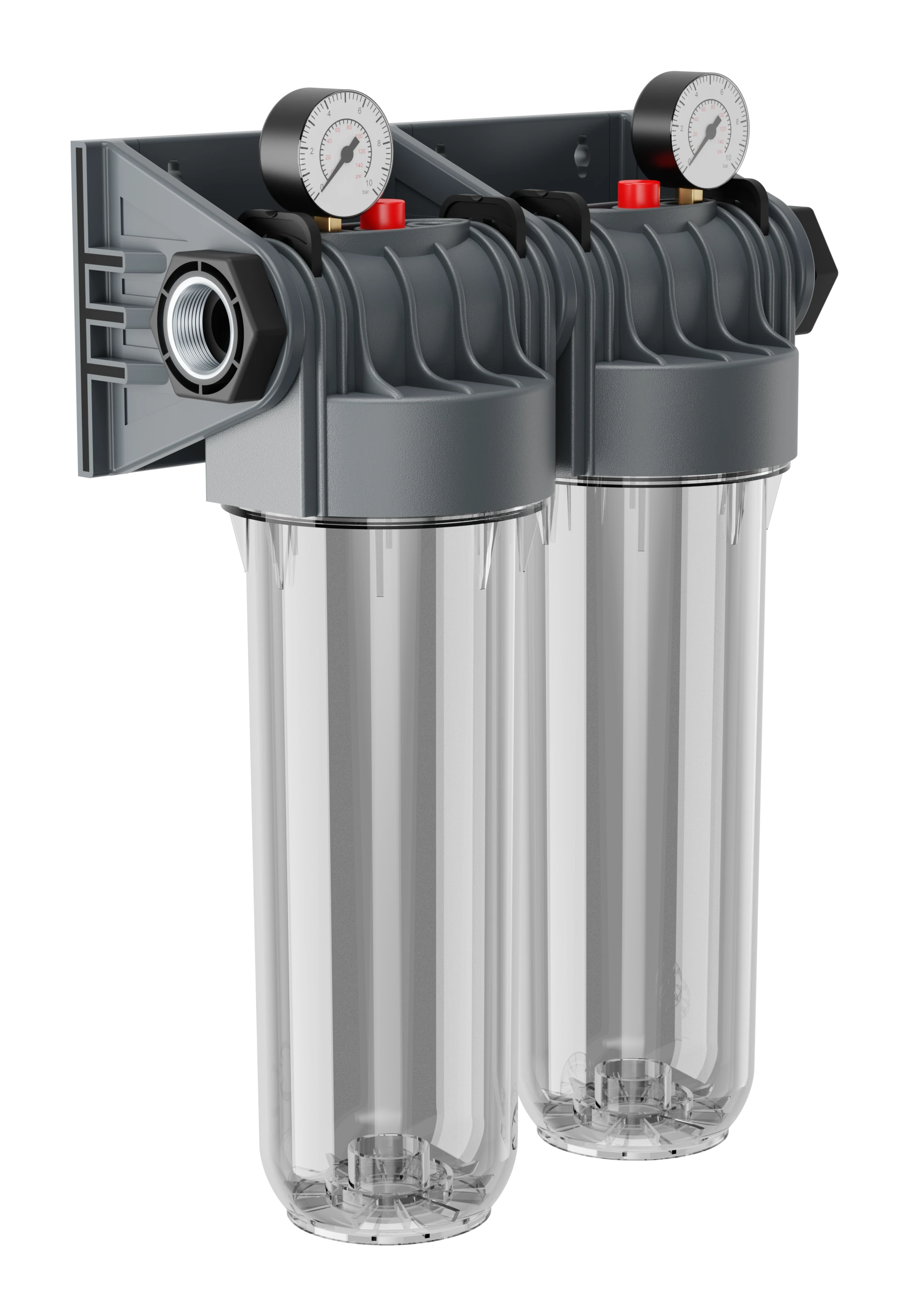 EUROFIL 10" Double Filter Housing with Pressure Gauges