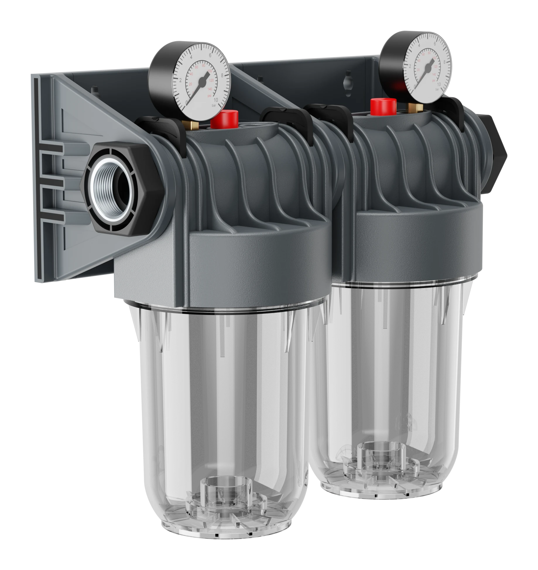 EUROFIL 5" Double Filter Housing with Pressure Gauges